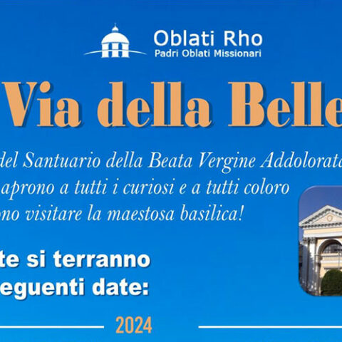 Locandina evento "la via della bellezza" nel santuario della beata vergine addolorata di rho