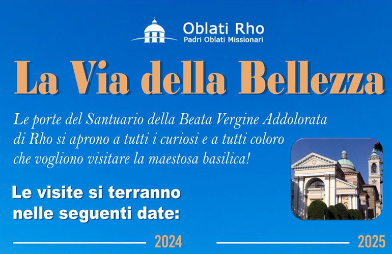 Locandina evento "la via della bellezza" nel santuario della beata vergine addolorata di rho